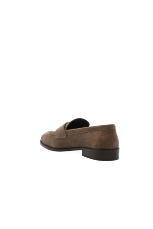Suede Penny Loafers in Taupe - Image 2 of 7