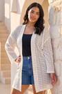 সাদা - Roman Curve Open Knit Cardigan - 5এর মধ্যে 2 ছবি