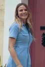 Sosandar Light Blue Zip Front Denim Shift Dress - Image 2 of 4