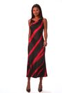 Roman Stripe Print Satin Twist Strap Midi Dress - Image 2 of 6