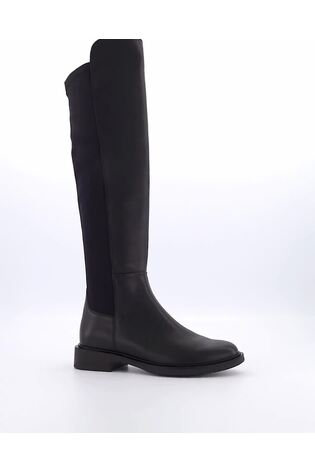Dune London Black Text Under The Knee 50/50 Boots - Image 2 of 6