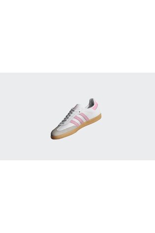 adidas Originals White/Pink Samba OG Junior Trainers - Image 2 of 10