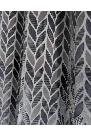 Grey Next Collection Luxe Heavyweight Velvet Leaf Eyelet Lined Curtains - Image 2 of 6