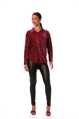 Roman Red Shimmer Textured Stretch Shirt - Image 2 of 6