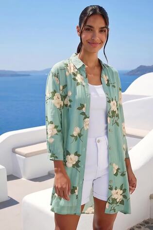 Chemise Roman en coton mélangé fleurie - Image 2 de 5