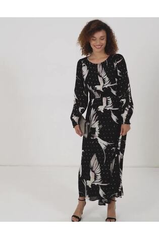 FatFace Black Elaine Swallow Print Midi Dress - Image 2 of 6