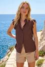 Roman Brown Frill Sleeve Blouse - Image 2 of 5
