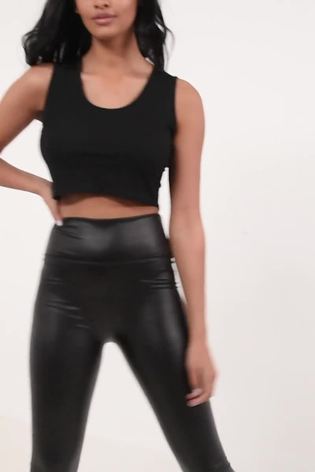Quiz Black Faux Leather Leggings - Image 2 of 6