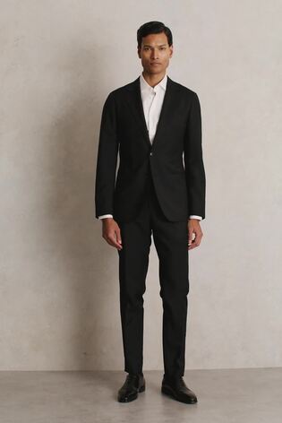 Slim-Fit Single Breasted Wool Suit Jacket in Black - Image 2 of 11