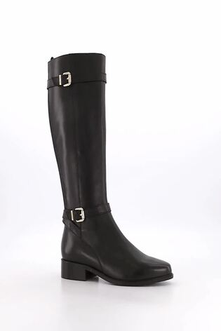 Buy Dune London Tepi Branded Trim Knee High Black Boots from the