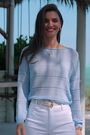 Sosandar Blue Pointelle Stripe Detail Jumper - Image 2 of 6