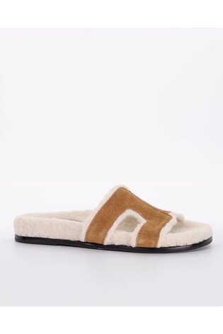 Dune London Cream/Brown Standard Fit Loupa Footbed Smart Slides - Image 2 of 7