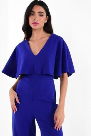 Buy Quiz Royal Blue Cape Palazzo Jumpsuit from Next Luxembourg