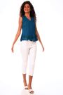 Roman White Eyelet Detail Embroidered Crinkle 100% Cotton Blouse - Image 2 of 5