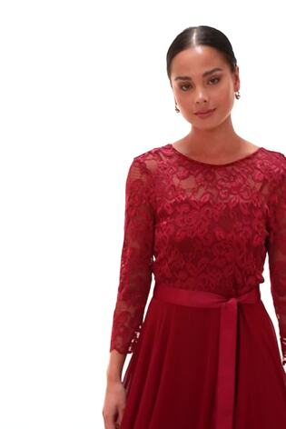 Roman Red Petite Lace Contrast Bodice Dress - Image 2 of 6