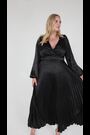 Lovedrobe Jacquard Satin Pleated Black Midaxi Dress - Image 2 of 5