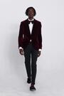 MOSS Burgundy Red Slim Fit Velvet Jacket - Image 1 of 1