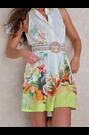Lipsy Tropical Placement Print Belted Collared Sleeveless Mini Shirt Dress - Imaginea 2 din 6