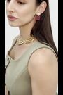 Aela Burgundy Red Square Powdercoat Drop Earrings - Image 2 of 4