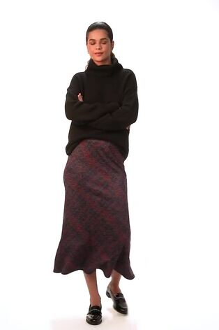 Roman Red Checkered Panel Tulip Skirt - Image 2 of 6