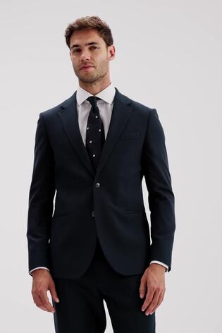 MOSS Dark Teal Slim Flannel Suit Jacket - Image 2 of 8