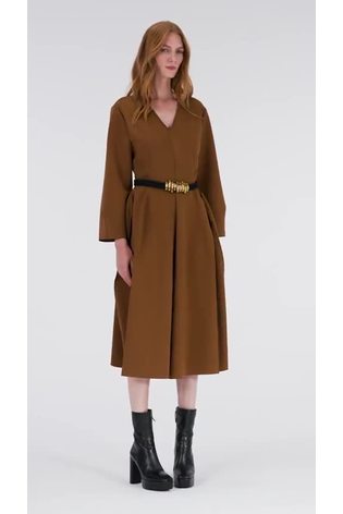 leem Brown Belted Panelled Dress - Image 2 of 6
