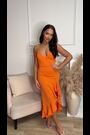 AX Paris Orange Frill High Low Midi Dress - Image 2 of 5
