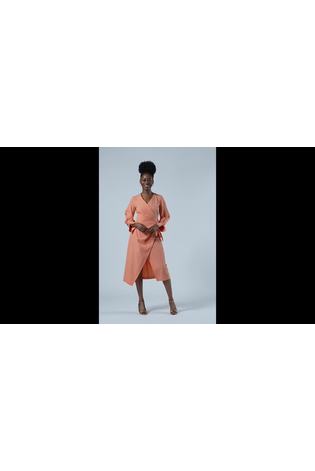 Closet Orange London Pleated Wrap Dress - Image 2 of 6
