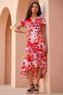 Roman Red Abstract Print Belted Midi Dress - Image 2 of 5