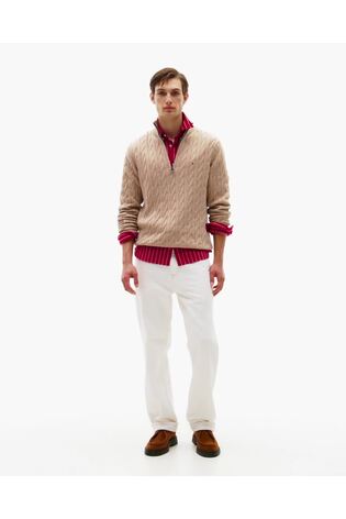 Tommy Hilfiger Brown Cable Knit Half Zip Jumper - Image 2 of 6