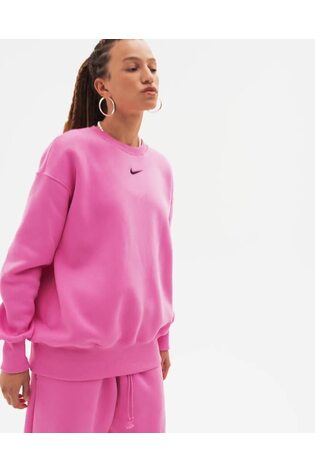 Nike Bright Pink Oversized Mini Swoosh Sweatshirt - Image 2 of 5