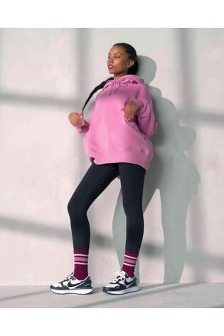 Nike Pink Oversized Sportswear Phoenix Fleece Mini Swoosh Pullover Hoodie - Image 2 of 6