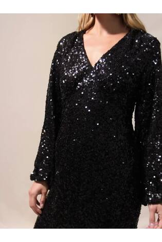 Ro&Zo Cluster Sequin Short Black Dress - Image 2 of 6