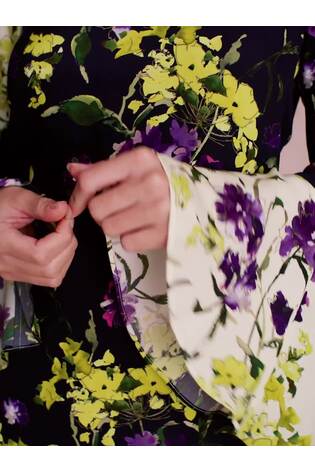 Florere Printed Fluted Cuff Midi Dress - Image 2 of 8