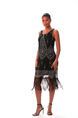 Buy Roman Black Sequin Fringe Detail Midi Dress from Next USA
