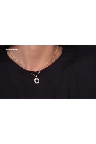 Karen Millen Gold Tone Crystal Chain Link Pendant Necklace - Image 2 of 6
