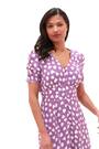Roman Purple Heart Print Ruched Midi Dress - Image 2 of 5