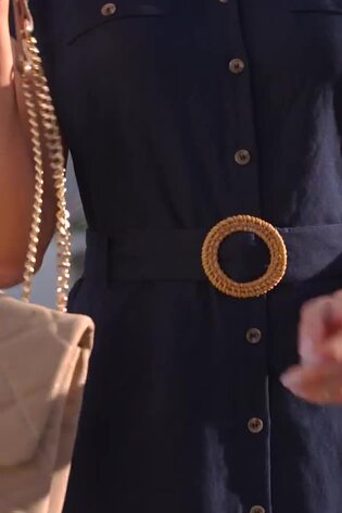 Sosandar Hemdkleid aus Leinenmischung mit Rattan-Detail und Gürtel - Bild 2 von 5