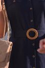 Sosandar Hemdkleid aus Leinenmischung mit Rattan-Detail und Gürtel - Bild 2 von 5