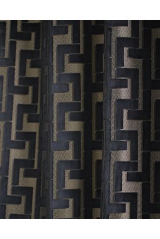 Navy Blue Next Collection Luxe Fretwork Heavyweight Velvet Eyelet Lined Curtains - Image 2 of 6