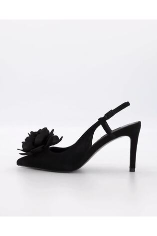 Dune London Black Decor Suede Corsage Slingback Shoes - Image 2 of 7