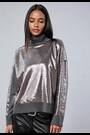 Religion Grey Hailey Sequinned Roll Neck Jumper In Soft Yarn - Image 2 of 7