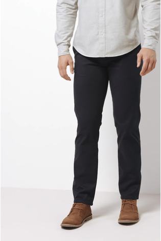 Navy Blue Straight Stretch Chino Trousers
