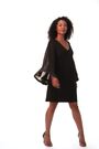 Roman Black Petite V-Neck Pleat Sleeve Shift Dress - Image 2 of 6