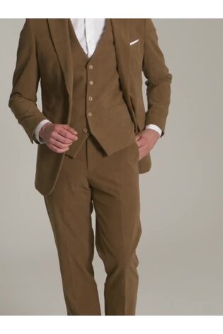 Skopes Brown Single Breasted Dorsey Suit Tailored Fit Double Breasted Corduroy Jacket - Image 2 of 8