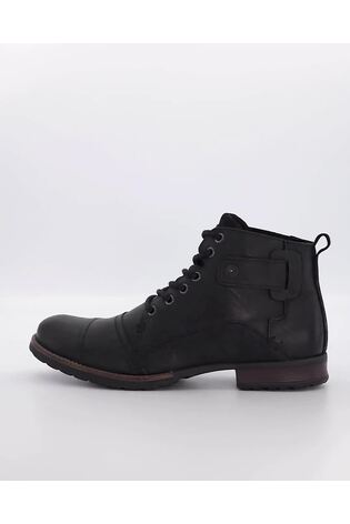Dune London Black Heavy Duty Leather Simon Ankle Boots