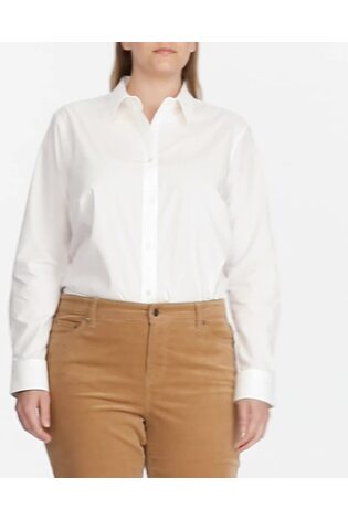 Lauren Ralph Lauren Curve Stretch Cotton White Shirt