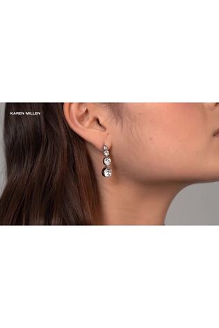 Karen Millen Silver Tone Crystal Flow Drop Earrings - Image 2 of 6