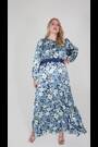 Lovedrobe Blue Floral Print Satin Maxi Dress with Lace Trim - Image 2 of 5