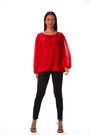 Roman Red Dobby Sleeve Tie Neck Top - Image 2 of 6